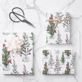 Árvores de Natal de Férias Esparsas Pintadas por A