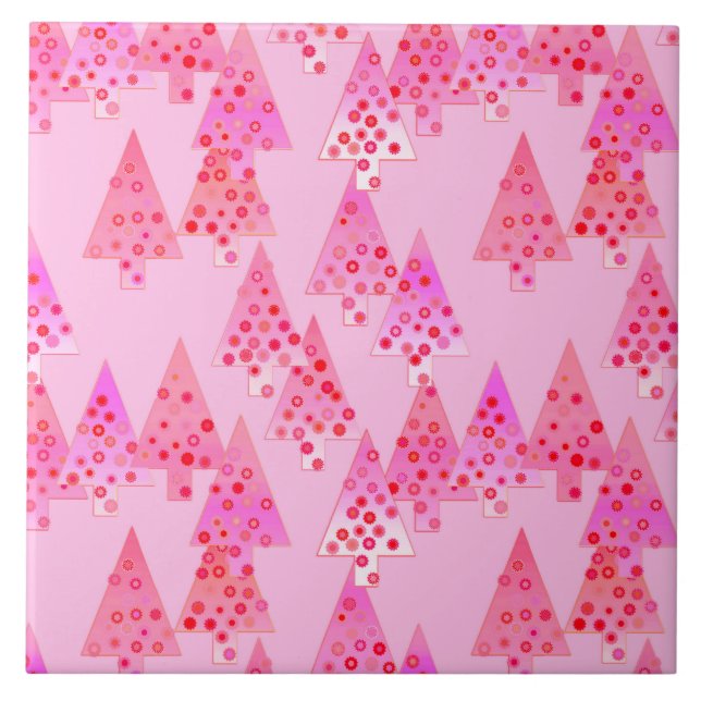 Árvores de Natal de flores modernas - rosa pastel (Frente)