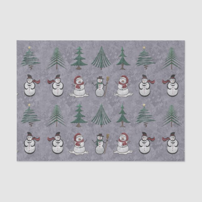 Árvores de Natal e Papel Tecido Snowmen (Frente )
