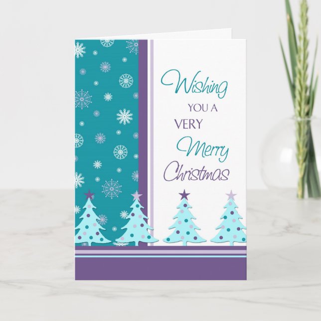 Árvores de Natal Feliz Cartão de Natal (Frente)