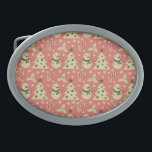 Árvores de Natal holandesas<br><div class="desc">Padrão sem costura decorado com Enfeites de natal festivo sobre fundo rosa</div>