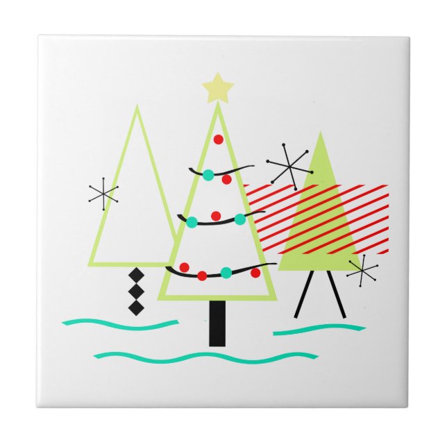 árvores de natal modernas de meados do século retr (Frente)