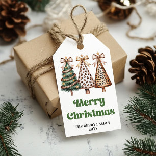 Árvores de Natal modernas etiquetas de presente pe