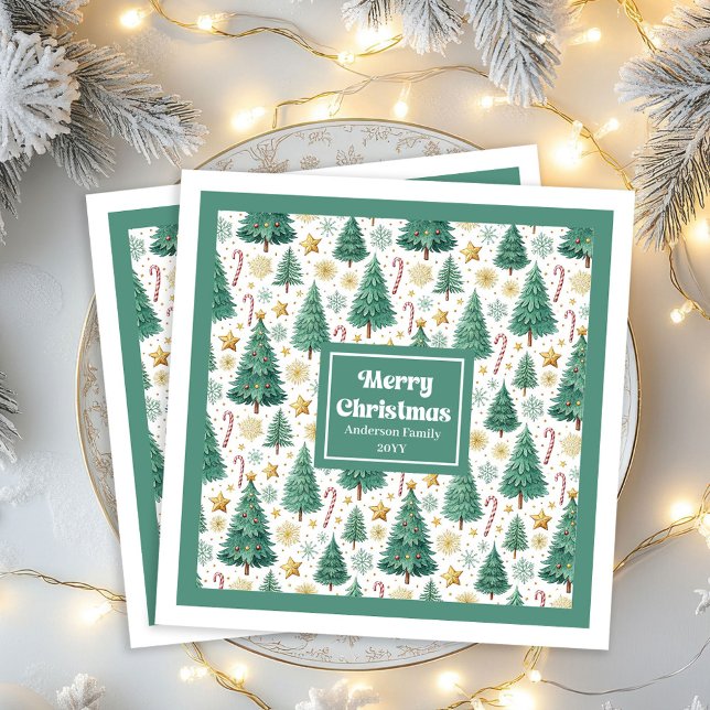 Árvores de Natal Modernas Guardanapos de Papel Min (Modern Christmas Trees Minimalist Paper Napkins)