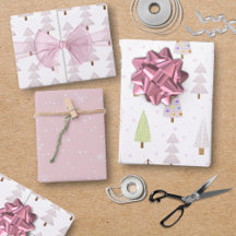 Árvores de Natal Modernas - Trio de Padrão Rosa Es