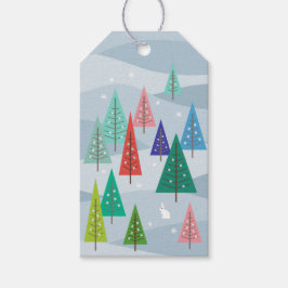 Árvores de Natal Retro Inspiradas em Etiquetas de 