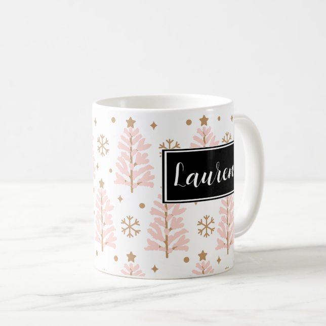 Árvores-de-Natal Rosa - Caneca Personalizada (Frente Esquerda)