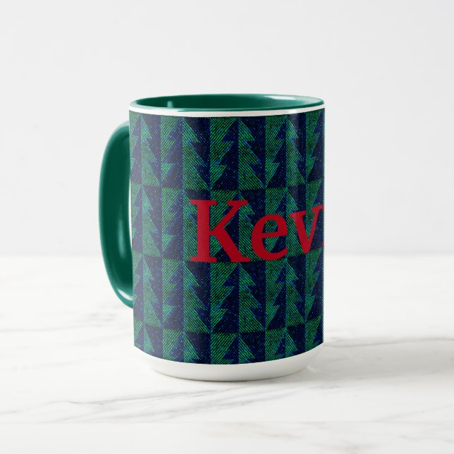 Árvores de Natal verdes e azuis. Caneca (Frente Esquerda)
