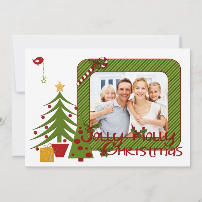 Árvores de Natal Whimsy, Pássaro, Cartão com fotos (Frente)