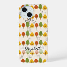 Árvores de outono com Animais de Arte em Linha