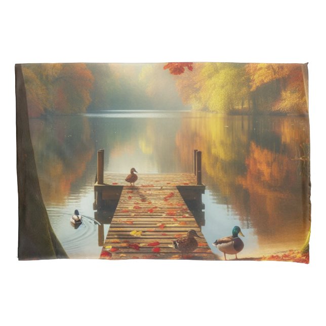 Árvores de outono & lago com patos (Frente)