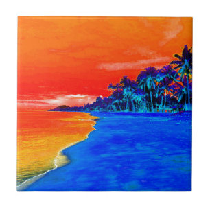 Árvores de Palma Exóticas de Praia pop Art