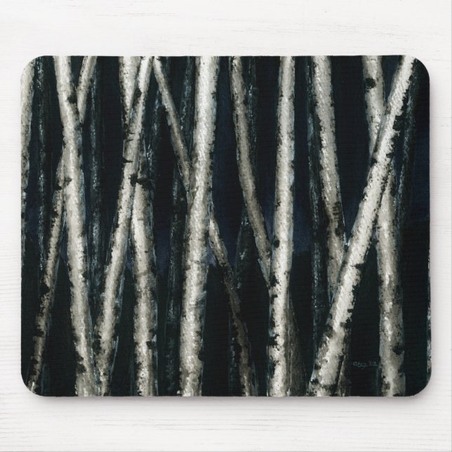 Árvores de vidoeiro na noite Mousepad (Frente)