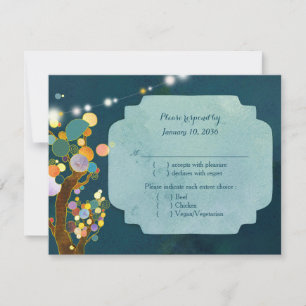 Árvores do Amor em Casamento Teal Escolha de RSVP