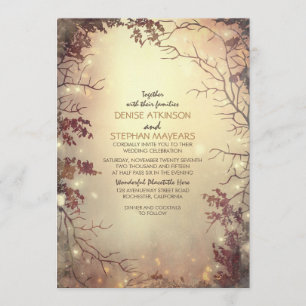 Árvores e Cordas Iluminam Casamento Russo Convite