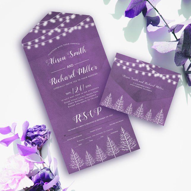 Árvores e luzes com casamento no inverno roxo manc (Criador carregado)