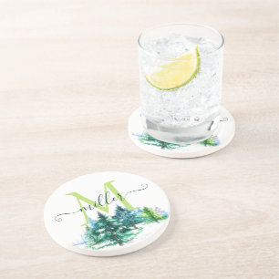 Árvores em aquarela porta-copos personalizado