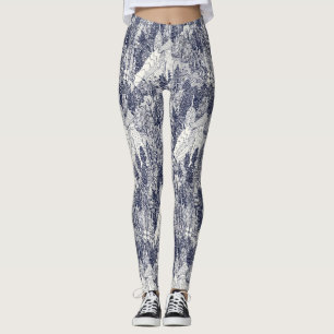 árvores leggings azuis NC