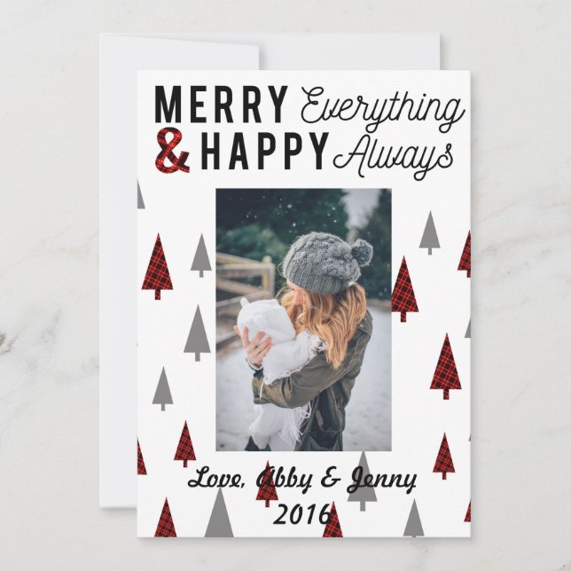 Árvores modernas vermelhas do triângulo do cartão (Frente)