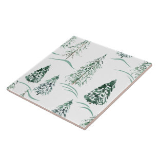 Árvores natalinas de aquarela. Floresta de invern