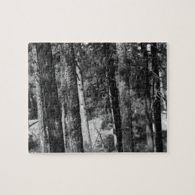 árvores negras e brancas por toda a quebra-cabeça (Horizontal)