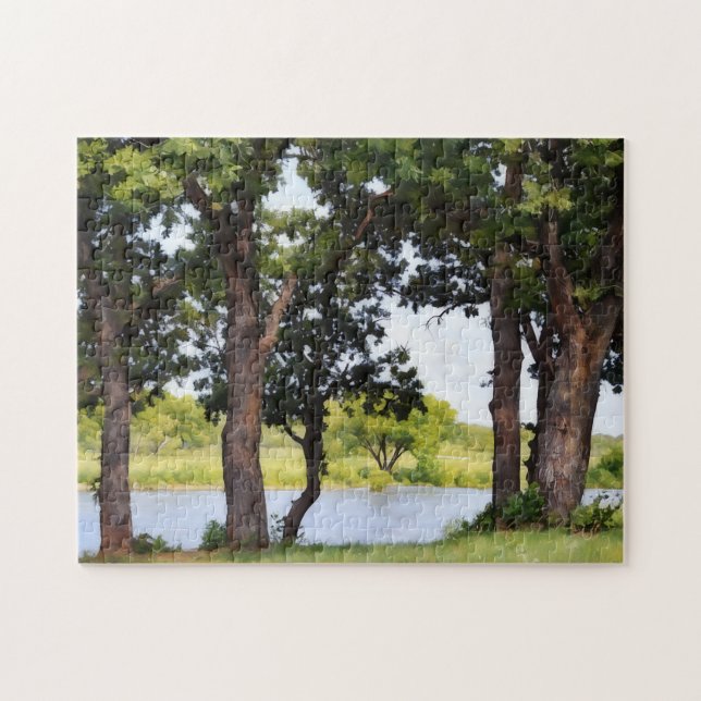 Árvores no Lago Quebra-Cabeça de Arte da Natureza  (Horizontal)