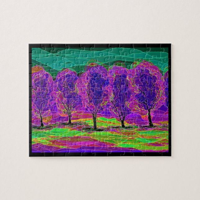 Árvores roxas que acalmam o quebra-cabeça de serra (Horizontal)