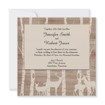 Árvores Rústicas e Convite para Casamento de Veado