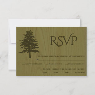 Árvores verdes gravadas sépia casamento RSVP car