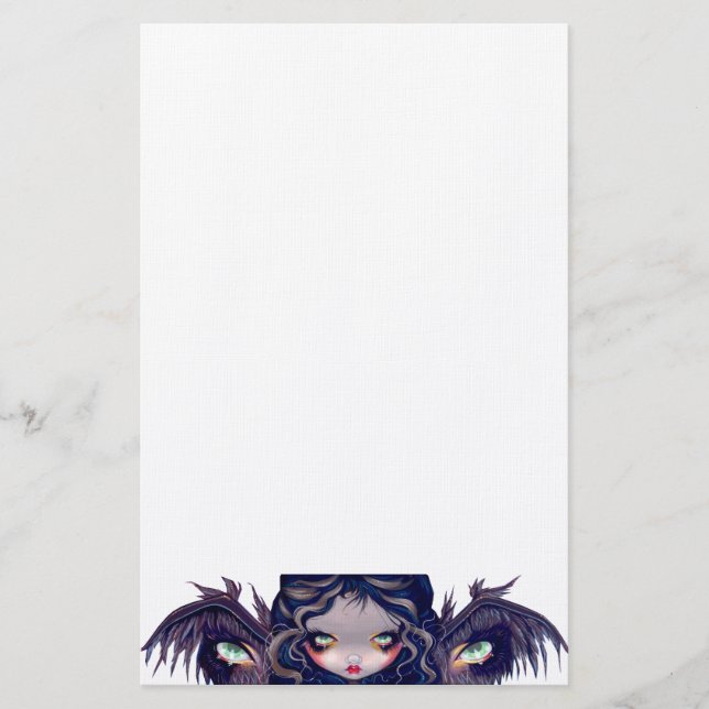 "As asas têm artigos de papelaria dos olhos" (Frente)