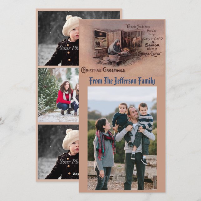 As bênçãos do Cartões de foto de Natal (Frente/Verso)
