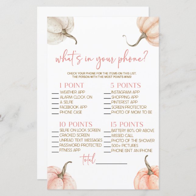 As Bombas Rosa Caem No Seu Jogo De Chá de fraldas  (Frente/Verso)