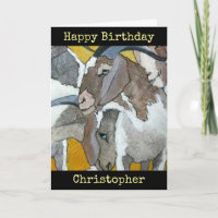 As cabras personalizaram o cartão da arte do feliz
