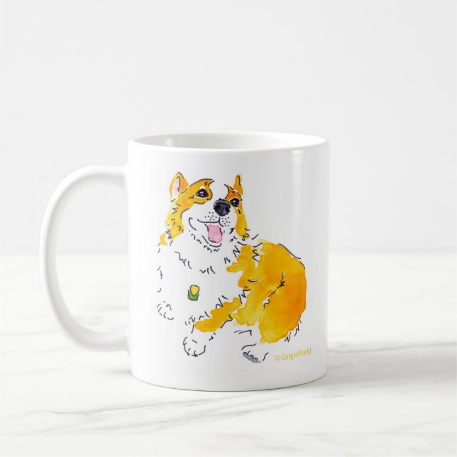 As coisas estão olhando acima! Caneca do Corgi (Esquerda)
