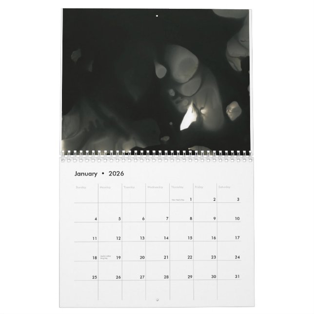 As fotos do anjo, calendário expor (preto & (Jan 2026)
