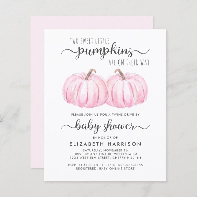 As Garotas Gêmeas Pumpkin Rosa Dirigem Por Chá de  (Frente/Verso)