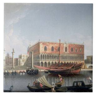As gôndola antes do St. marcam o quadrado, Veneza