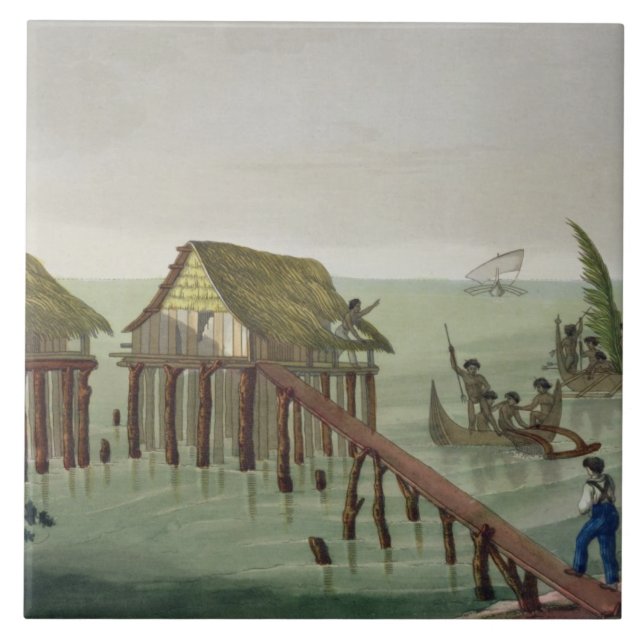 As habitações do tribo de Papu, Rawak, chapeiam 22 (Frente)