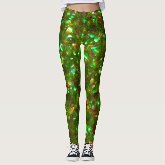 As leggings verdes brilhantes feitas apenas para v (Frente)