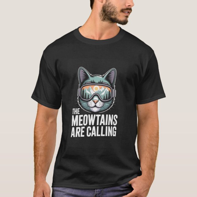 As Meowtains Estão Chamando Camisa de Gato de Esqu (Frente)