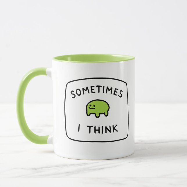 "Às Vezes Eu Penso" Caneca Blob Engraçado  (Esquerda)
