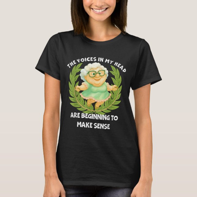 As Vozes Na Cabeça Camiseta Divertida Citação Sarc (Frente)