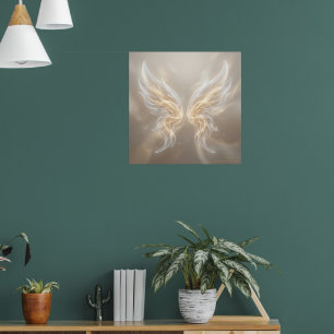 Asa de Anjo Dourado Brilhante Impressão de Arte