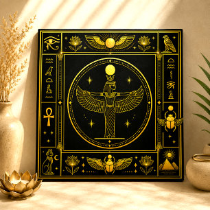 Asa Negra Alada Deusa Arte de Decoração Egípcia