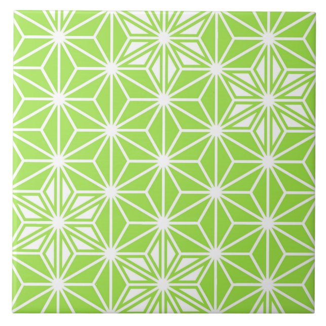 Asanoha Japonês ou padrão de estrela, verde lima c (Frente)