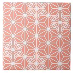 Asanoha japonesa ou padrão estelar, coral rosa