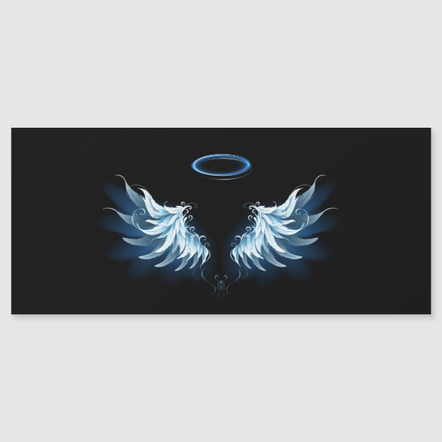 Asas Anjos Azuis Brilhantes em fundo preto (Frente)