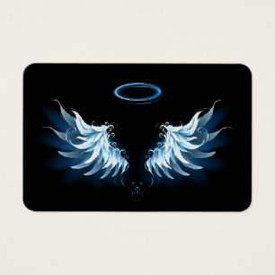 Asas Anjos Azuis Brilhantes em fundo preto