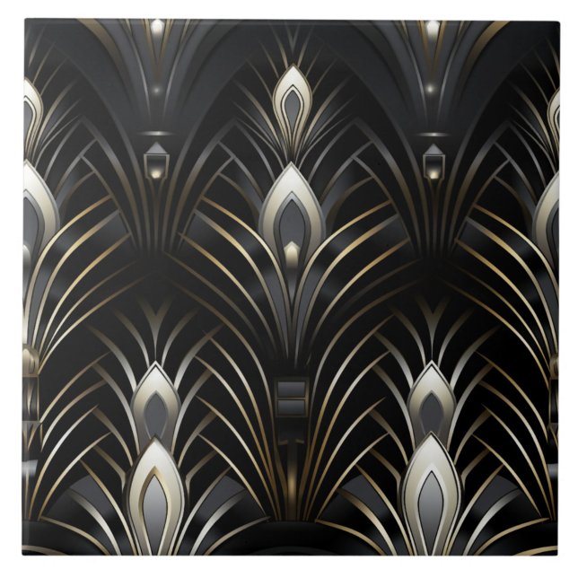 Asas Art Déco, Branco e Dourado (The complete ceramic tile design. Tiles sold individually.)