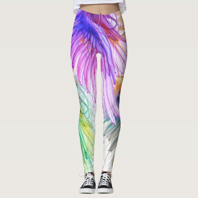 Asas de Anjo em Cores Pastel em Legging Personaliz (Frente)